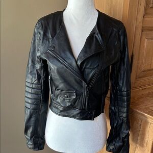 Faux Black Leather Moto Jacket
